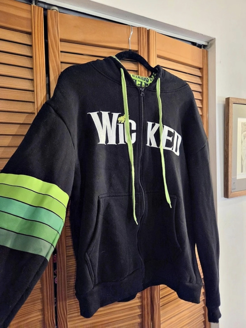 Wicked hoodie Color Block Zip Hoodie in Black & Green
